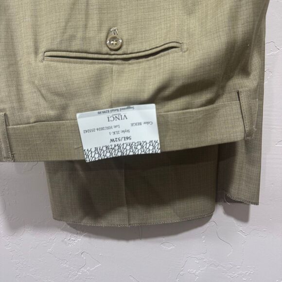 VINCI Men's Taupe Textured Weave 2-Button Classic-Fit Suit - NEW 56 Long - Picture 10 of 13